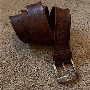 Classic Brown Leather Belt with Silver Buckle